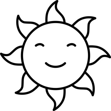 yaz güneşli gün simgesi ana hatlarıyla