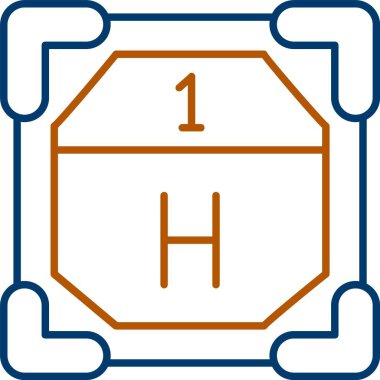 1 Hidrojen Simgesi, Web Kullanımı için Basit Vektör İllüstrasyonu