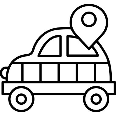 araba konumu haritası simgesi ana hat biçiminde