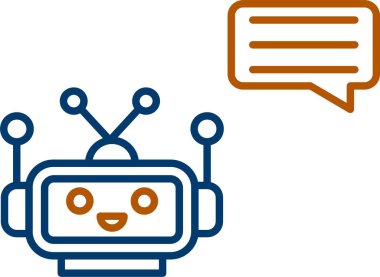 Sohbet robotu simgesi. Beyaz üzerinde izole edilmiş robot vektör çizimi