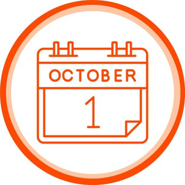 Web Kullanımı için 1 Ekim Simgesi, Basit Vektör İllüstrasyonu