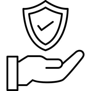 Kalkan simgesi vektör illüstrasyon tasarımı ile el