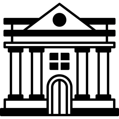 Müze binası simgesi, basit vektör illüstrasyonu