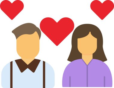 Kalpte vektör simgesi olan çift