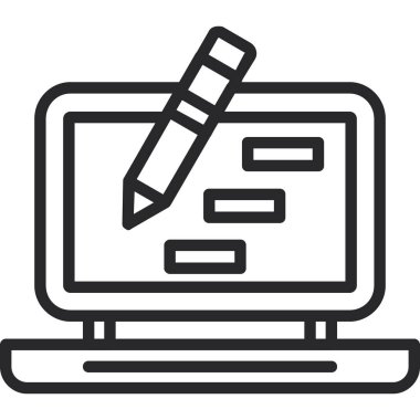 Kalem simgesine sahip dizüstü bilgisayar, vektör tasarımı