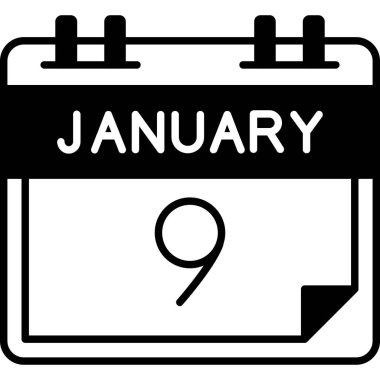 8 Ocak takvim simgesi, tek günlük simge tasarım vektörü illüstrasyonu.