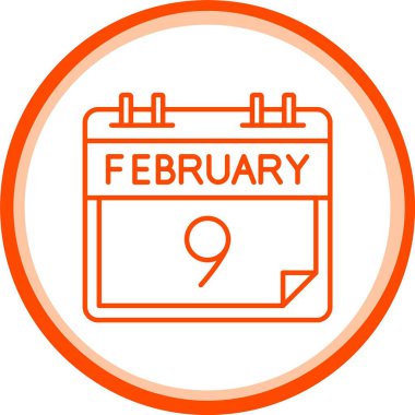 9 Şubat Simgesi, Web Kullanımı için Basit Vektör İllüstrasyonu