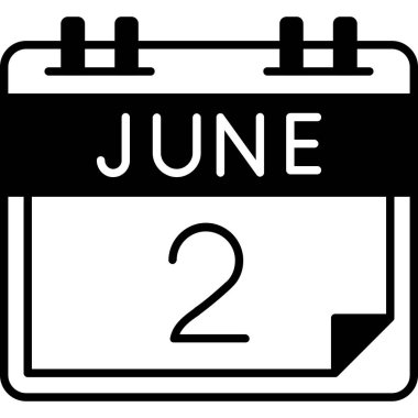 2 Temmuz takvim simgesi, vektör, illüstrasyon