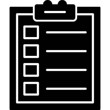 Pano kontrol listesi simgesi, basit siyah biçim