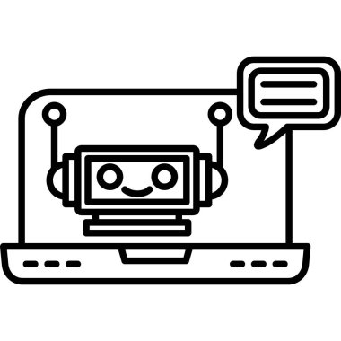 Robot sohbet simgesi ana hatları vektörü. Robot yardımı. Müşteri hizmetleri