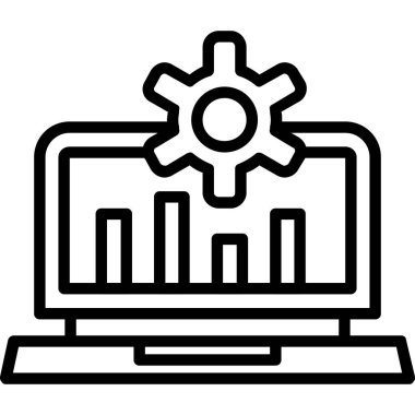 dişli simgesi, vektör illüstrasyonlu dizüstü bilgisayar