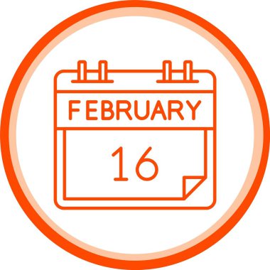 Web Kullanımı için 16 Şubat Simgesi, Basit Vektör İllüstrasyonu