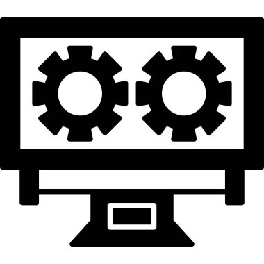 Bilgisayar dişlileri. Web simgesi basit illüstrasyon