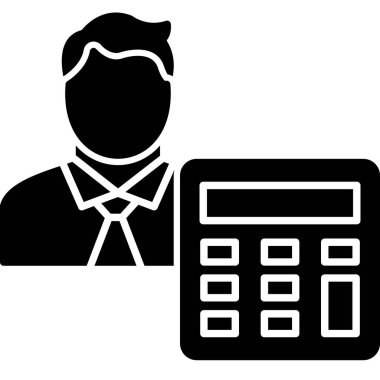 Solid biçimli muhasebe hesaplama hesap makinesi simgesi