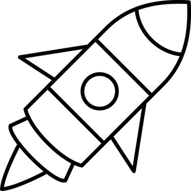 Roket. Web simgesi basit illüstrasyon