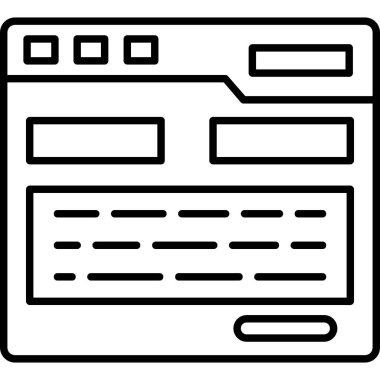 Tarayıcı pencere simgesi ana hatları vektörü. çevrimiçi iş