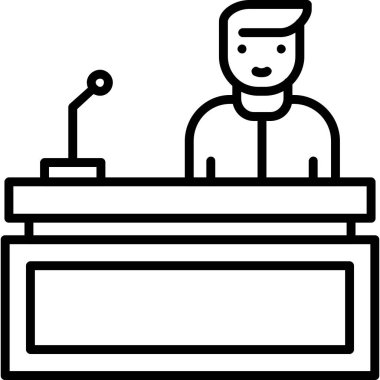 İş adamı masa başı simgesi ana hatlarıyla