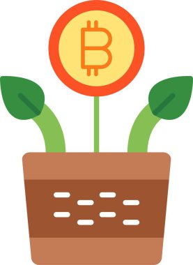 Bitcoin büyüme ikonu vektörü. düz biçim