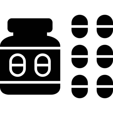 hap vektör simgesi, basit siyah illüstrasyon, beyaz arkaplanda
