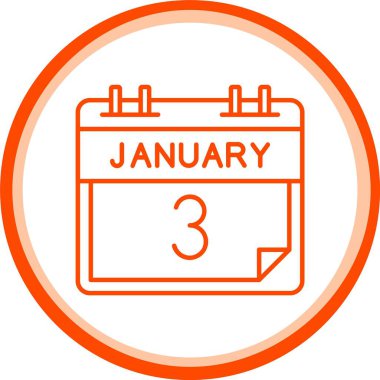 Web Kullanımı için 3 Ocak Simgesi, Basit Vektör İllüstrasyonu