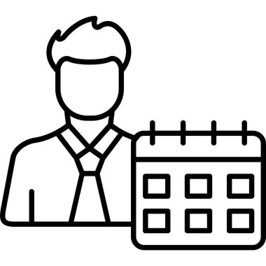 Takvim simgesine sahip iş adamı, özet biçimi