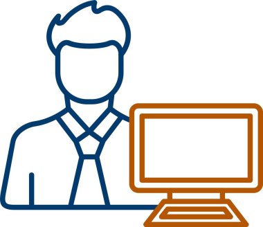 Web Kullanımı için Kullanıcı PC Simgesi, Basit Vektör İllüstrasyonu