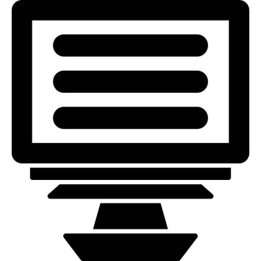 Bilgisayar monitörü simgesi, vektör illüstrasyonu beyaz arkaplanda izole edildi