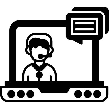 Çağrı merkezi müşteri servis simgesi ana hatlar biçiminde