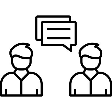 İş görüşmesi ikonu ana hatları vektörü. İş ekibi. takım tartışması