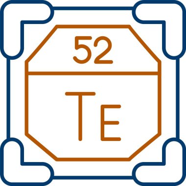 52 Tellurium Simgesi, Web Kullanımı için Basit Vektör İllüstrasyonu