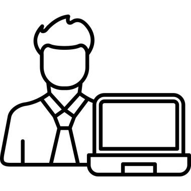 iş adamı dizüstü bilgisayarı simgesi, özet biçimi