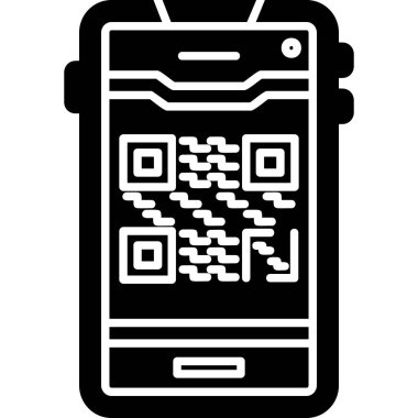 qr kod mobil vektör simgesi