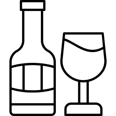 Şarap şişesi ve cam vektör çizimi