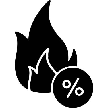Siyah alevli bir indirim sembolünün vektör çizimi