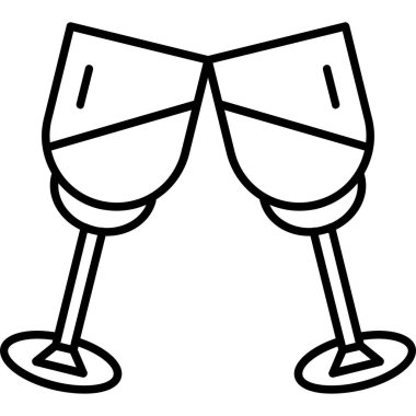 Bir kadeh şarap ikonu, taslak tarzı.