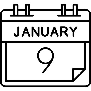 8 Ocak takvim simgesi, ayın vektör biçimi