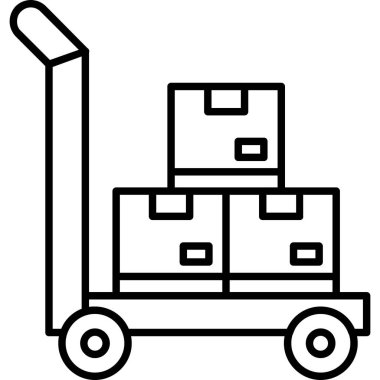 Kutuları olan kargo kamyonu, basit tasarım vektör çizimi