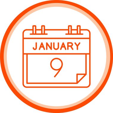 9 Ocak Simgesi, Web Kullanımı için Basit Vektör İllüstrasyonu