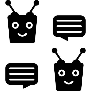 Bir dizi robot simgesi. vektör illüstrasyonu.