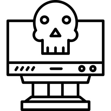 Ölü bilgisayar kafatası simgesi, Cadılar Bayramı ile ilgili vektör illüstrasyonu