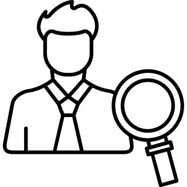 Büyüteç simgesi olan iş adamı, basit stil.