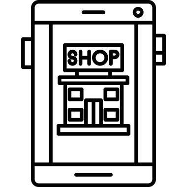 Alışveriş çevrimiçi dükkan simgesi, taslak biçimi