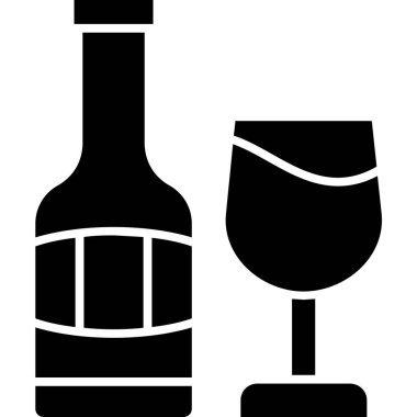 şarap cam ikonu, vektör illüstrasyonu