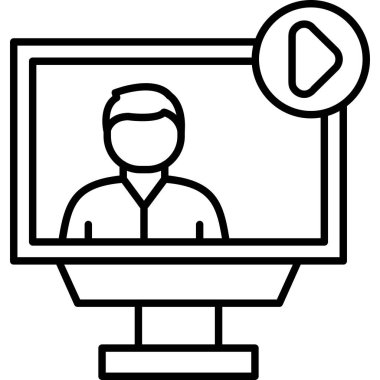 video arama simgesi, vektör illüstrasyonu beyaz arkaplanda izole edildi