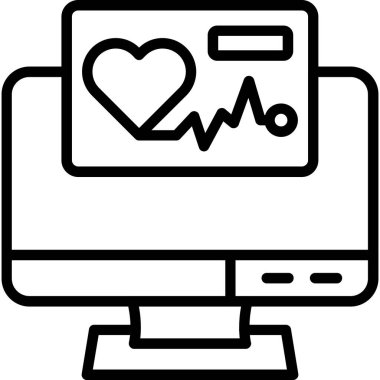Kalp simgesi ve vektör tasarımlı bilgisayar monitörü