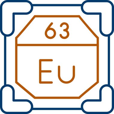 63 Europium Simgesi, Web Kullanımı için Basit Vektör İllüstrasyonu
