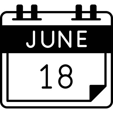 18 Haziran - Takvim simgesi glifli. gün takvimi