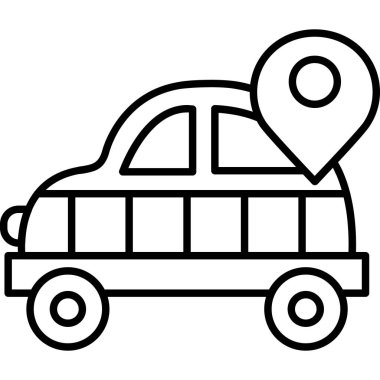 Taksi arabası ikonu ana hat vektörü. Taksi servisi.