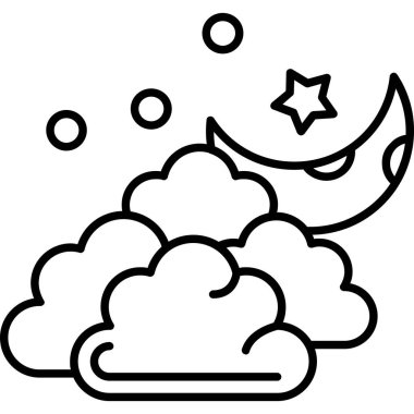 gece bulut simgesi taslak biçiminde