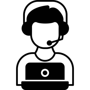 Çağrı merkezi simgesi. Beyaz arkaplanda izole edilmiş web tasarımı için çağrı merkezi vektör simgesinin basit çizimi